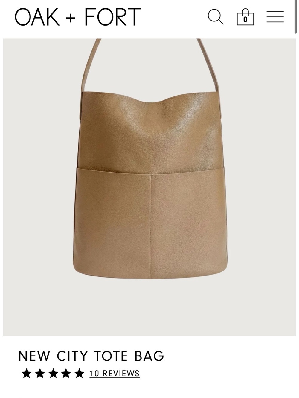 Oak and Fort Beige Pebbled Leather Shoulder Bag